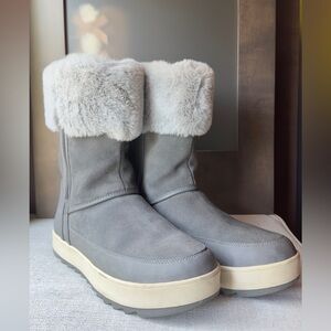 Koolaburra Gray Winter Boots with Fur Trim